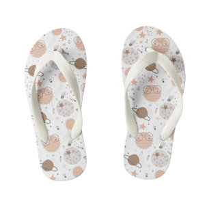 Cute Doodle Planet Pattern Kid's Flip Flops