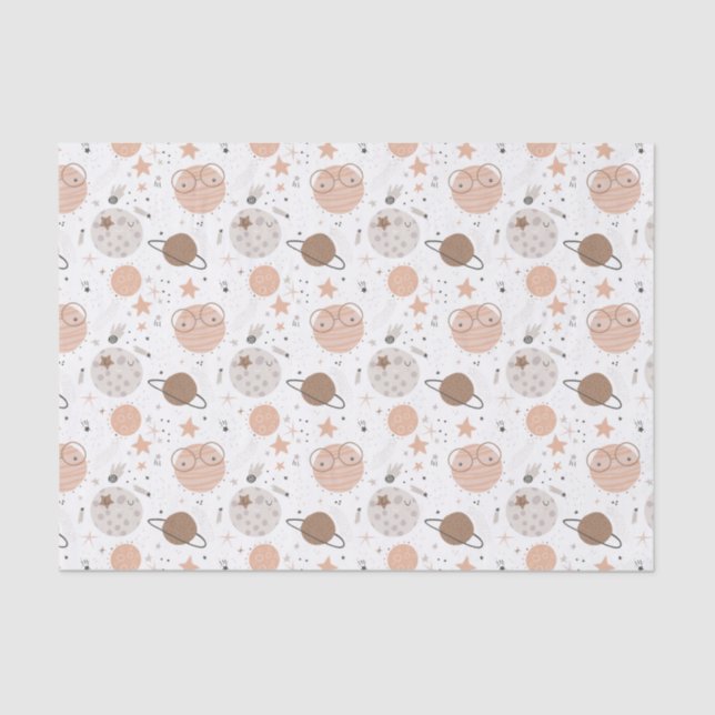 Cute Doodle Planet Pattern Tissue Paper (Front)