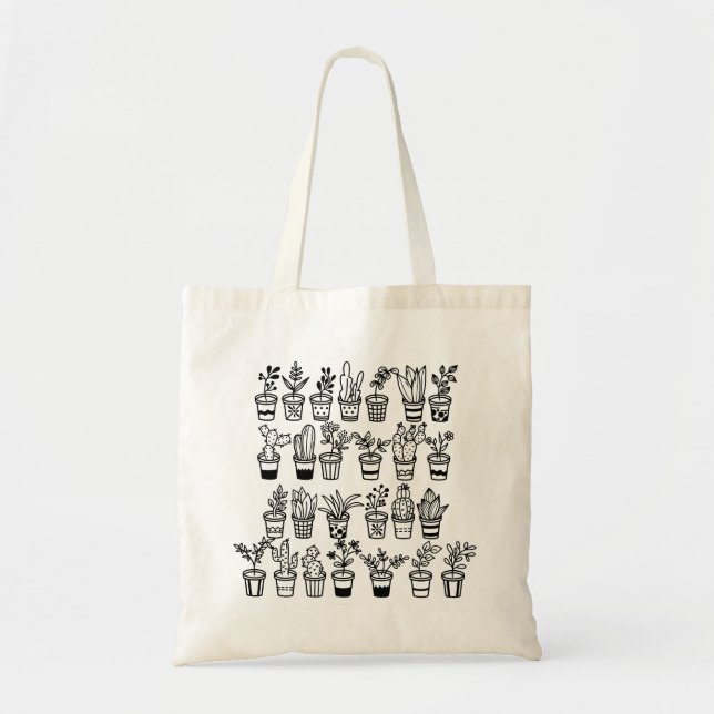 Cute Doodle Plants in Pots  Tote Bag (Front)