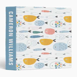 Cute Doodle School of Fish Pattern Binder