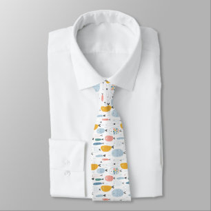 Cute Doodle School of Fish Pattern Tie