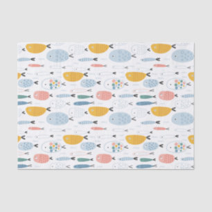 Cute Doodle School of Fish Pattern Tissue Paper