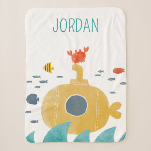 Cute Doodle Submarine   Explore Sherpa Blanket