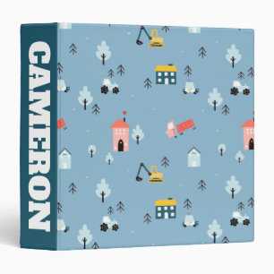 Cute Doodle Town Scene Pattern Binder