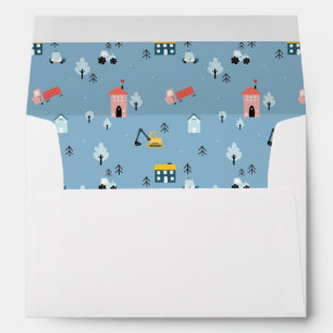 Cute Doodle Town Scene Pattern Envelope