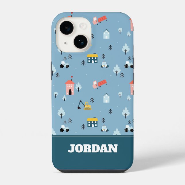 Cute Doodle Town Scene Pattern iPhone Case (Back)
