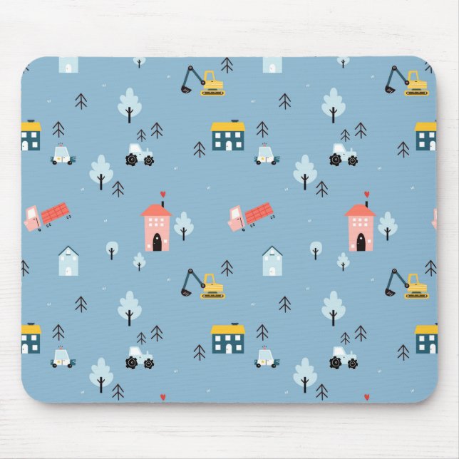 Cute Doodle Town Scene Pattern Mouse Pad (Front)