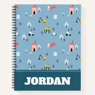 Cute Doodle Town Scene Pattern Notebook
