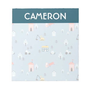 Cute Doodle Town Scene Pattern Notepad