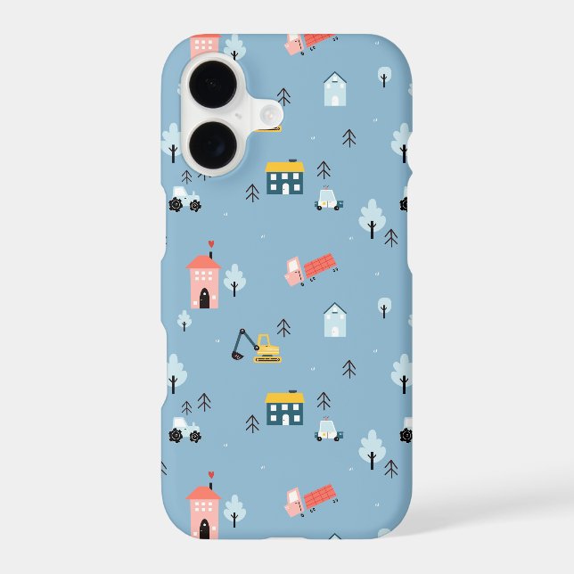 Cute Doodle Town Scene Pattern Samsung Galaxy S21 Case (Back)