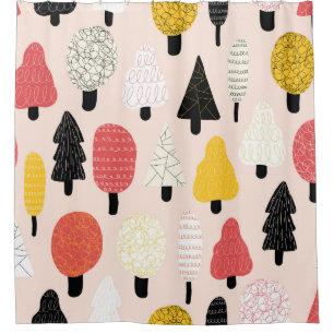 Cute doodle trees seamless vintage pattern. Repeat