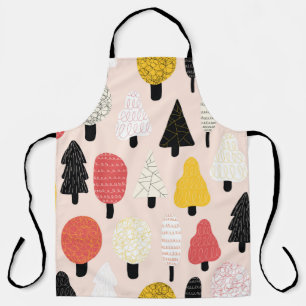 Cute doodle trees seamless vintage pattern. Repeat Apron