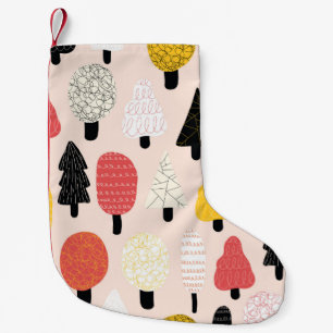 Cute doodle trees seamless vintage pattern. Repeat Small Christmas Stocking
