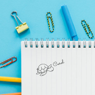 Cute Doodle Turtle Custom Personalize Name Self-inking Stamp