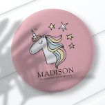 Cute Doodle Unicorn and Stars Birthday 2 Inch Round Button<br><div class="desc">Available here:
http://www.zazzle.com/selectpartysupplies</div>