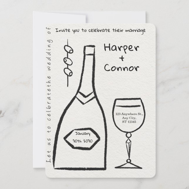 Cute Doodle Wedding Invitation (Front)