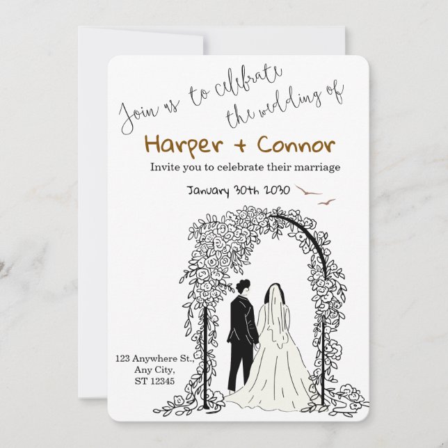 Cute Doodle Wedding Save the Date Invitation (Front)