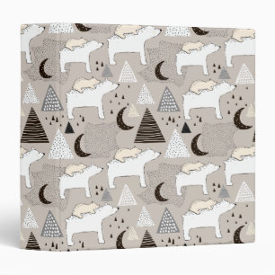 Cute Doodle Woodland Bear Pattern Binder