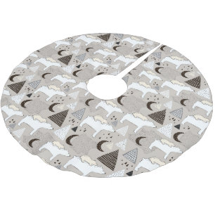 Cute Doodle Woodland Bear Pattern Brushed Polyester Tree Skirt