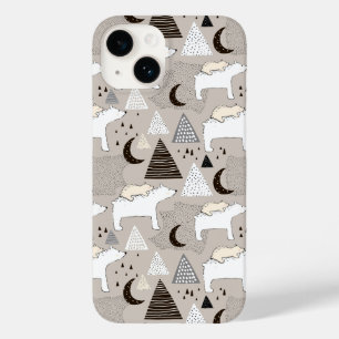 Cute Doodle Woodland Bear Pattern Case-Mate iPhone 14 Case