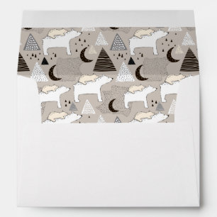 Cute Doodle Woodland Bear Pattern Envelope