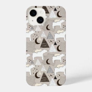 Cute Doodle Woodland Bear Pattern iPhone 14 Case