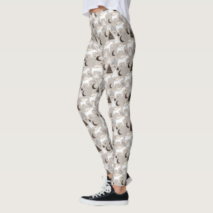 Cute Doodle Woodland Bear Pattern Leggings