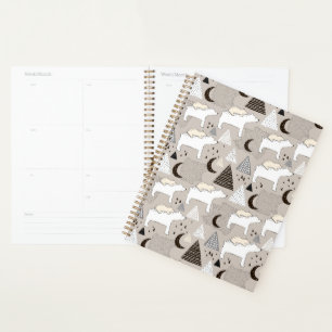 Cute Doodle Woodland Bear Pattern Planner