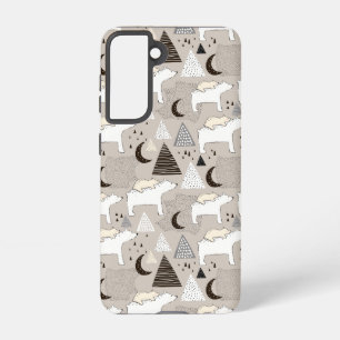 Cute Doodle Woodland Bear Pattern Samsung Galaxy Case