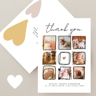 Cute Doodles Multi Photo Thank You Baby Shower  Card