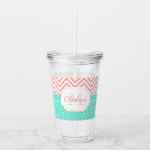 Cute Dots & Chevron Acrylic Tumbler