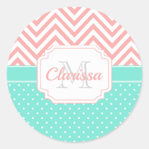 Cute Dots & Chevron Classic Round Sticker