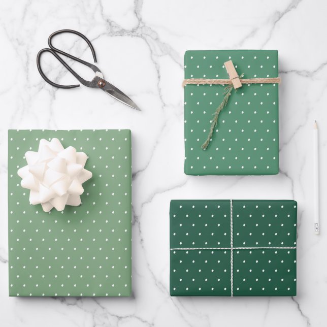 Cute dots fun simple green Christmas holiday Wrapping Paper Sheet (Front)