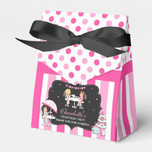 Cute Dots Pink Girls Tea Party Birthday Thank You Favor Box