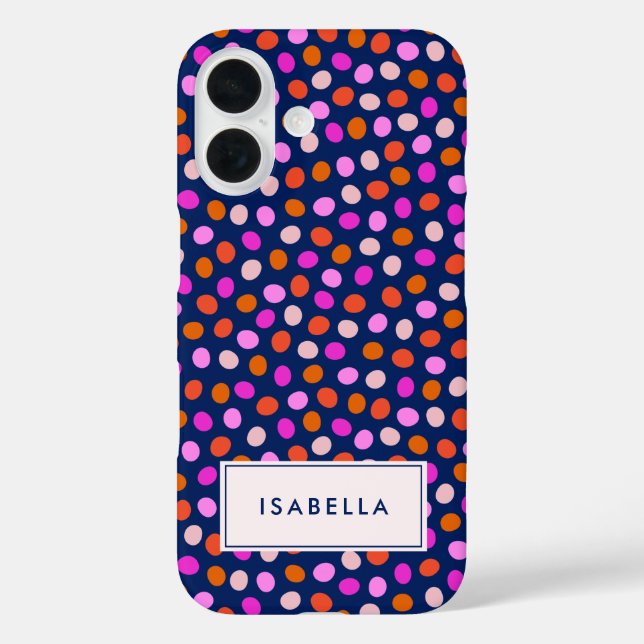 Cute Dots Spots Bright Blue Purple Personalized Case-Mate iPhone Case (Back)