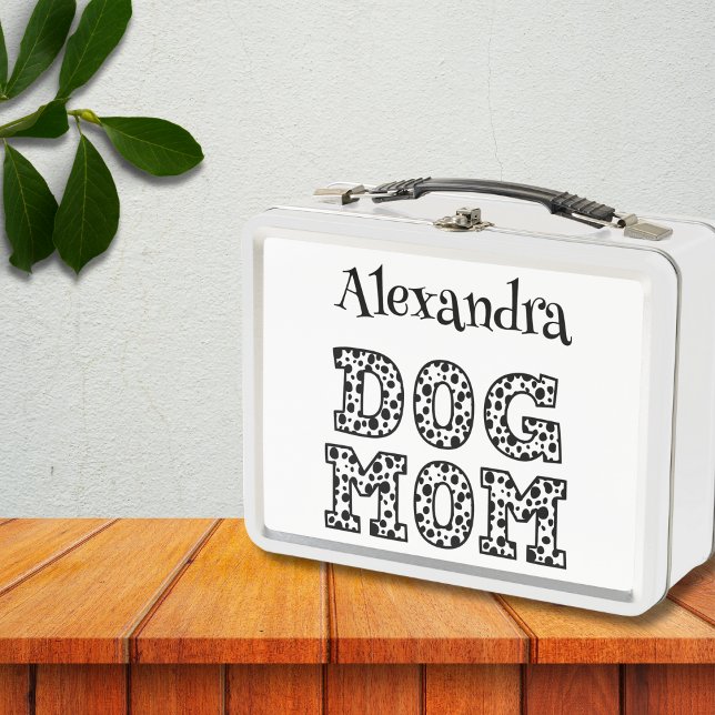 Cute Dotted Dog Mom Graphics typography with name Metal Lunch Box (Creator Uploaded)