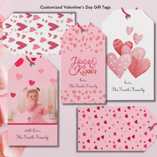 Cute Dotted Pink Red Colourful Hearts Valentines Gift Tags