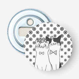 Cute Dotty Cats Couple in Love Bottle Opener