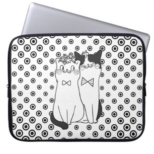 Cute Dotty Cats Couple in Love Laptop Sleeve
