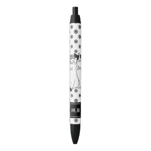 Cute Dotty Cats in Love Monogram Black Ink Pen