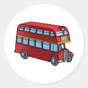 Cute Double Decker Bus Classic Round Sticker