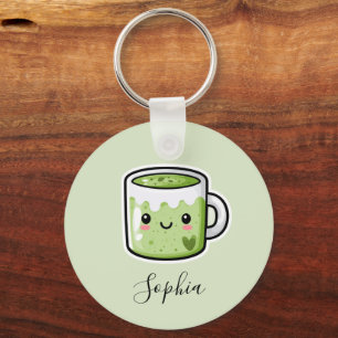 Cute Double Sided Personalized Matcha Keychain