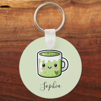 Cute Double Sided Personalized Matcha  Keychain