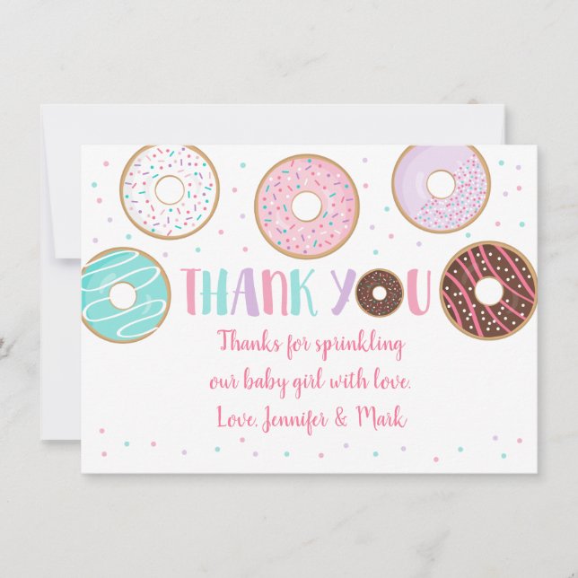 Cute Doughnut Baby Sprinkle Thank You Card (Front)