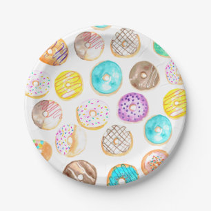 Cute doughnut birthday paper plate