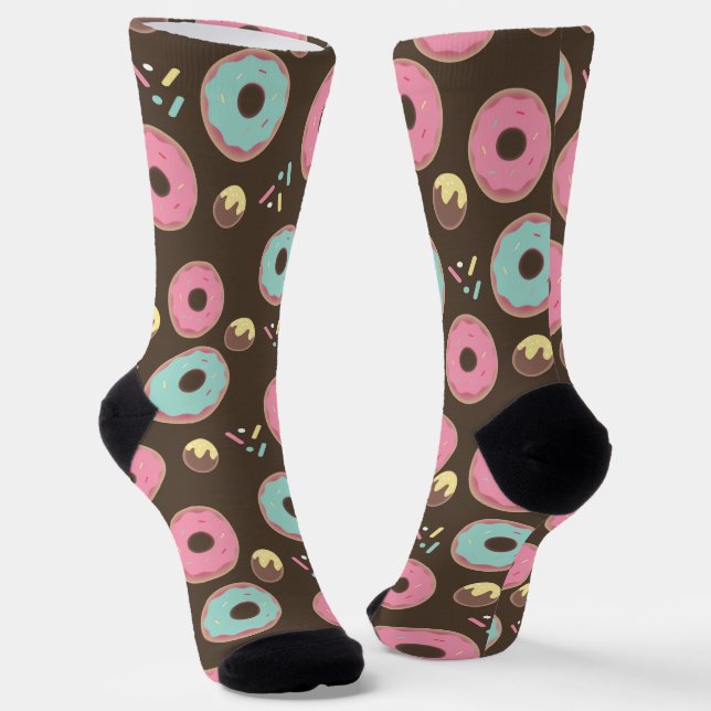 Cute Doughnut Cakepops Sprinkles Pattern Socks (Angled)