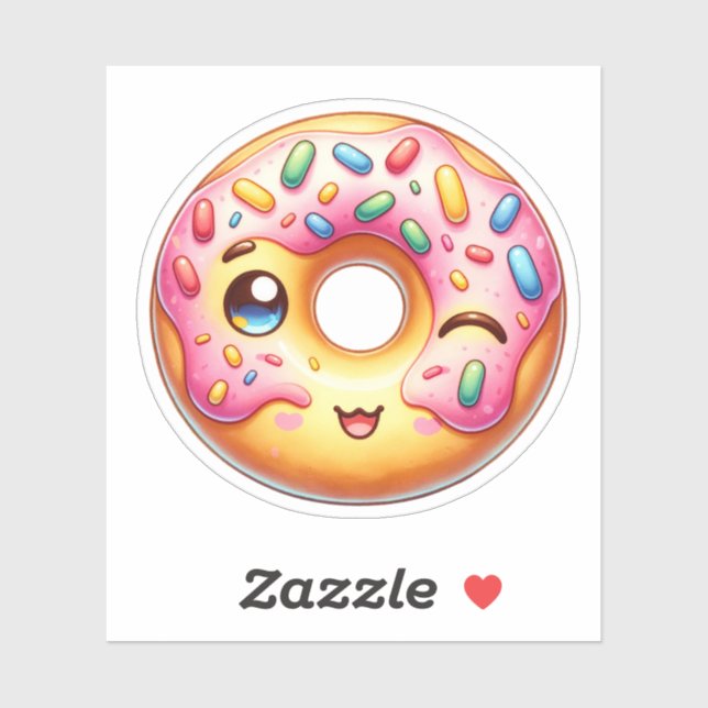 Cute Doughnut Custom-Cut Vinyl Stickers (Sheet)