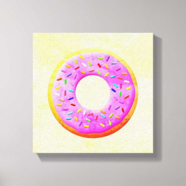 Cute Doughnut Drawing With Sprinkles Canvas Print (Front)