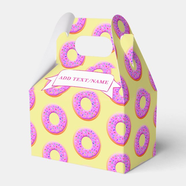 Cute Doughnut Drawing With Sprinkles Custom Name Favor Box (Front Side)