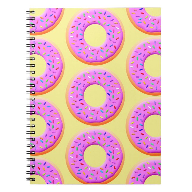 Cute Doughnut Drawing With Sprinkles Notebook (Front)